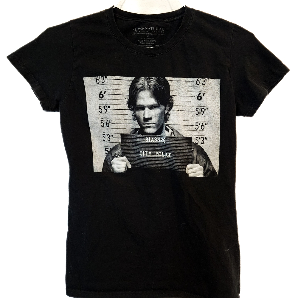 Youth Supernatural t-shirt mugshot of Sam Winchester